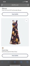French Grey Women's Dress Sleeveless Floral Large Maxi Festival