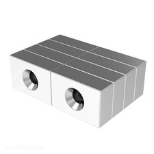 3/4 x 1/2 x 1/4 Inch Neodymium Rare Earth Countersunk Block Magnets N52 8 Pack