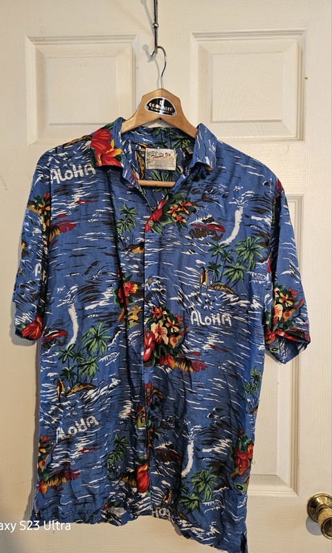 Men's Short Sleeve Hawaiian Floral,Blue, Medium