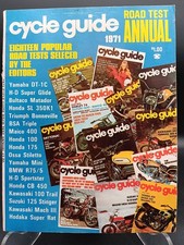 1971 CYCLE GUIDE ROAD TEST ANNUAL Yam H-D Bul Hon Tri BSA Mai Oss BMW Kaw Hod