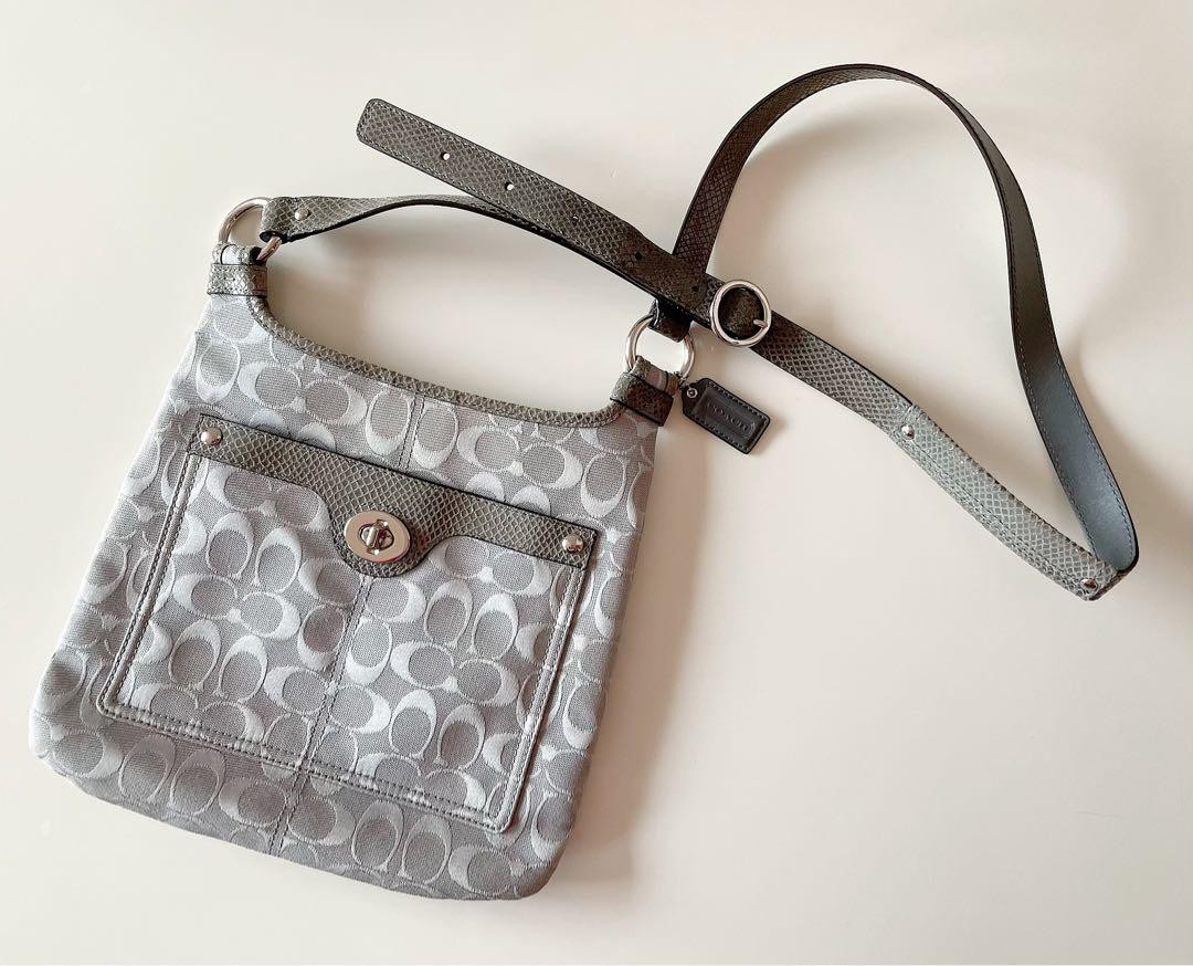 Vintage COACH Blue Signature Shoulder Bag - Rare Japan Import - Excellent Condition