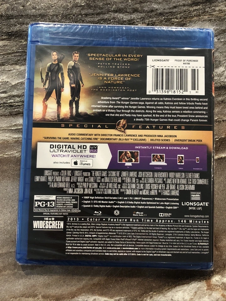 The Hunger Games Catching Fire 2013 Blu-ray New Sealed - Image 2 of 2
