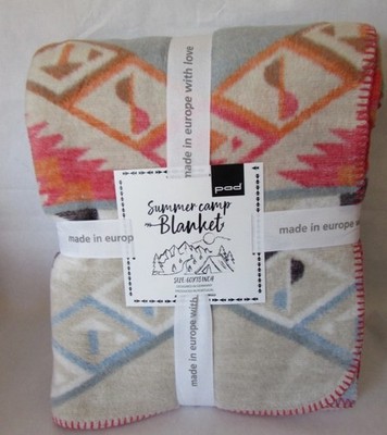 Pad Concept Light Blue Summer Camp Oversized Throw Blanket 60'' X 78'' Reversible
