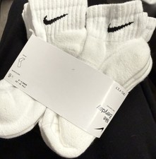 Nike Everyday Cushioned White Low Socks 6 Pack Women's 4-6 / Youth 3Y-5Y NEW  