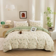 Duvet Cover King Size - Reversible Green Floral Duvet Cover Set, Ultra Soft ...