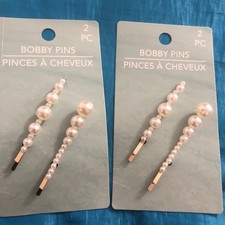 2 X Gold Hair Bobby Pins With Pearls Bridal Up due Fancy Set Of 2 / Wedding