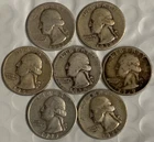 LOT OF SEVEN (7) WASHINGTON 90% SILVER QUARTERS