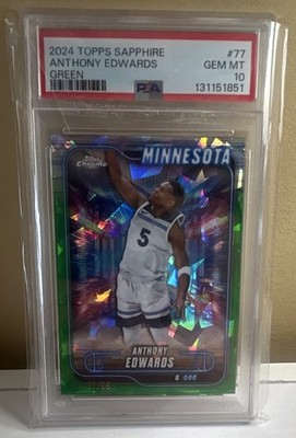 2024 Topps Chrome Sapphire Anthony Edwards Green /99 PSA 10 GEM MINT Pop 2 #77
