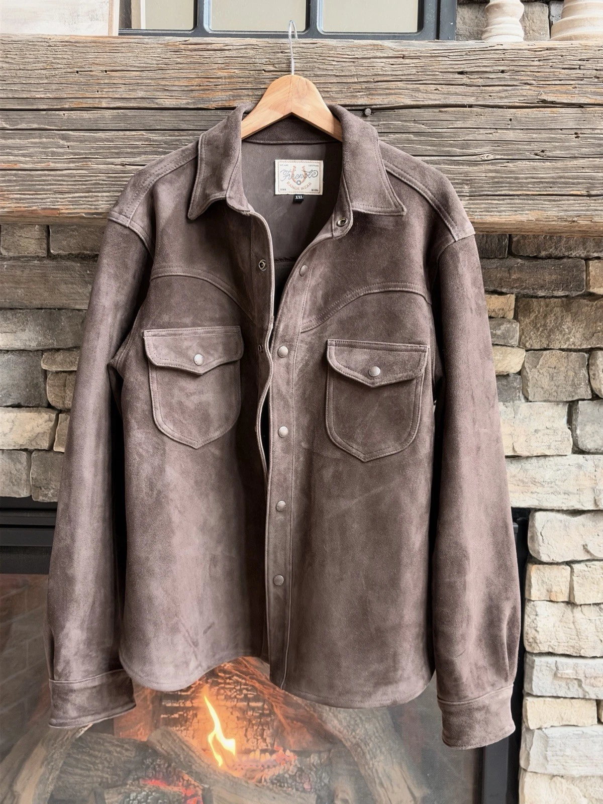 Freenote Cloth Packard Goatskin Suede Western Shirt Jacket Chocolate XXL USA image 1