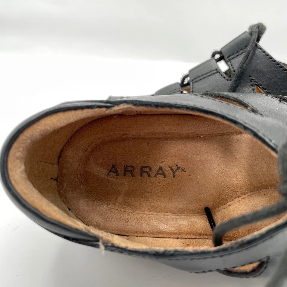 Array Women's Black Leather Gladiator Sandals Lace Up Open Toe Shoes 6.5N - Image 4 of 4