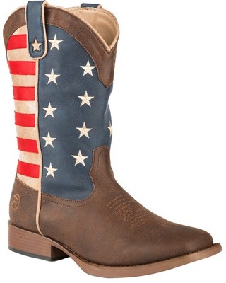 Roper Men's American Patriot Western Boot Broad Square Toe - 09-020-1902-0380 BR