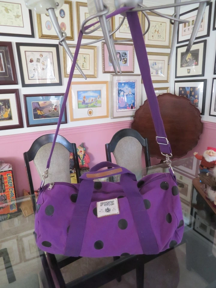 Victoria's Secret розовый polkadot фиолетовый спортзал путешествий спортивная сумка 22 «x 10» x 9» - Изображение 3 из 4