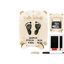 Baby Footprint Kit  Ultrasound Frame, Wooden Announcement Sign, Ink Pads