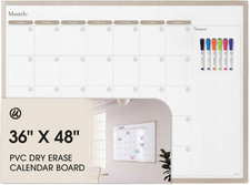 36" X 48" Undated Large Dry Erase Monthly Calendar Board for Wall