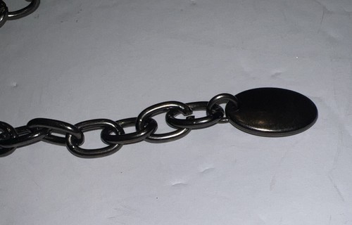 Silver Tone Black Enamel Rectangle Linked Belt With Extender Chain 50" - Picture 6 of 11
