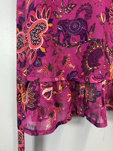 Womens Joe Browns Chiffon Blouse Magenta Pink Floral Elephant Top UK Size 24 - Picture 6 of 10