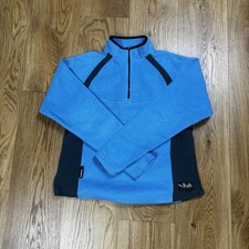 Rab Blue & Black Polartec Women’s Micro Pull on Quarter Zip Fleece  Size Medium