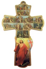 Way of the Cross the Passion of Christ Wooden Wall Crucifix, 6 Inch