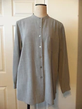 BETU Gray Heather Polyester Band Collar Long Sleeve Shirt Jacket - XL