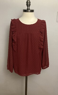 J Crew Top Blouse Ruffle 6 Swiss Dot NWT Factory Small