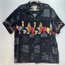 Paradise Found Hawaiian Shirt Mens Sz XL Short Sleeve Button Down Happy Hour VTG
