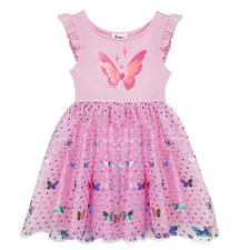 Pink Butterfly Girl's Tutu Casual Sleeveless, Wedding, Birthday Dresses 3-7 Year