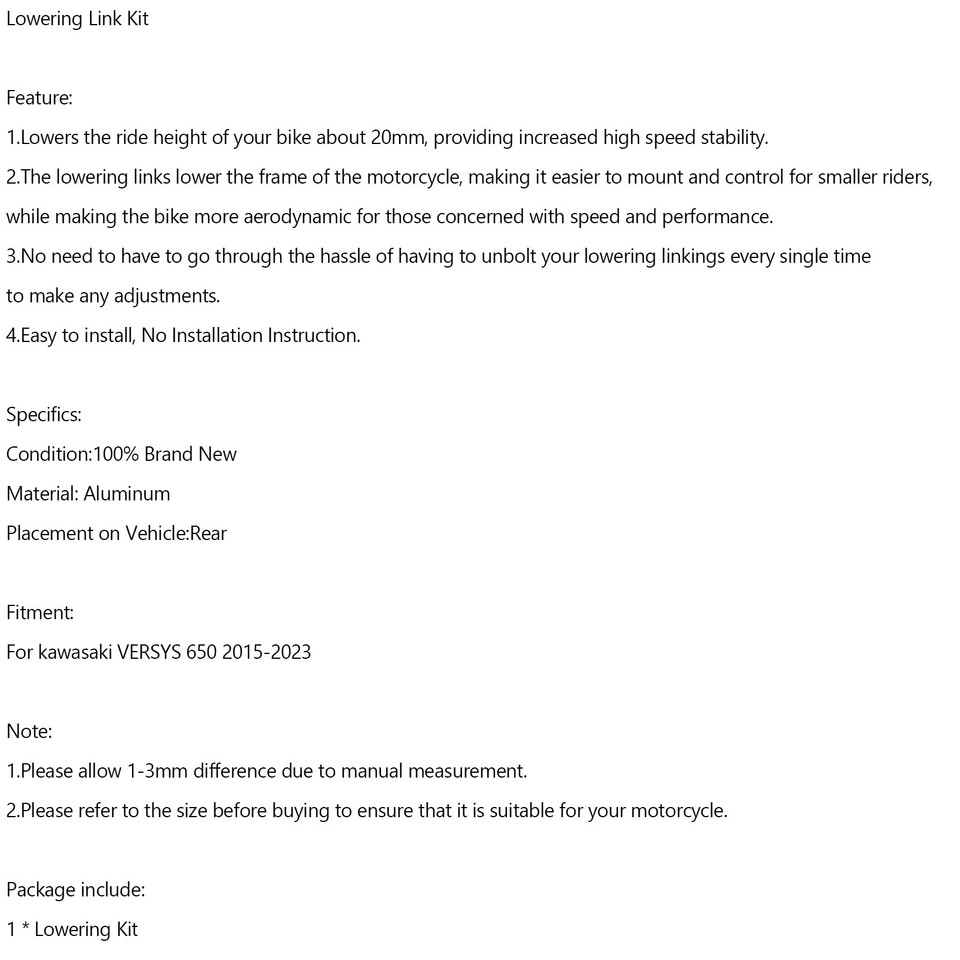 Adjustable Lowering Link Kit For kawasaki VERSYS 650 20152023 eBay