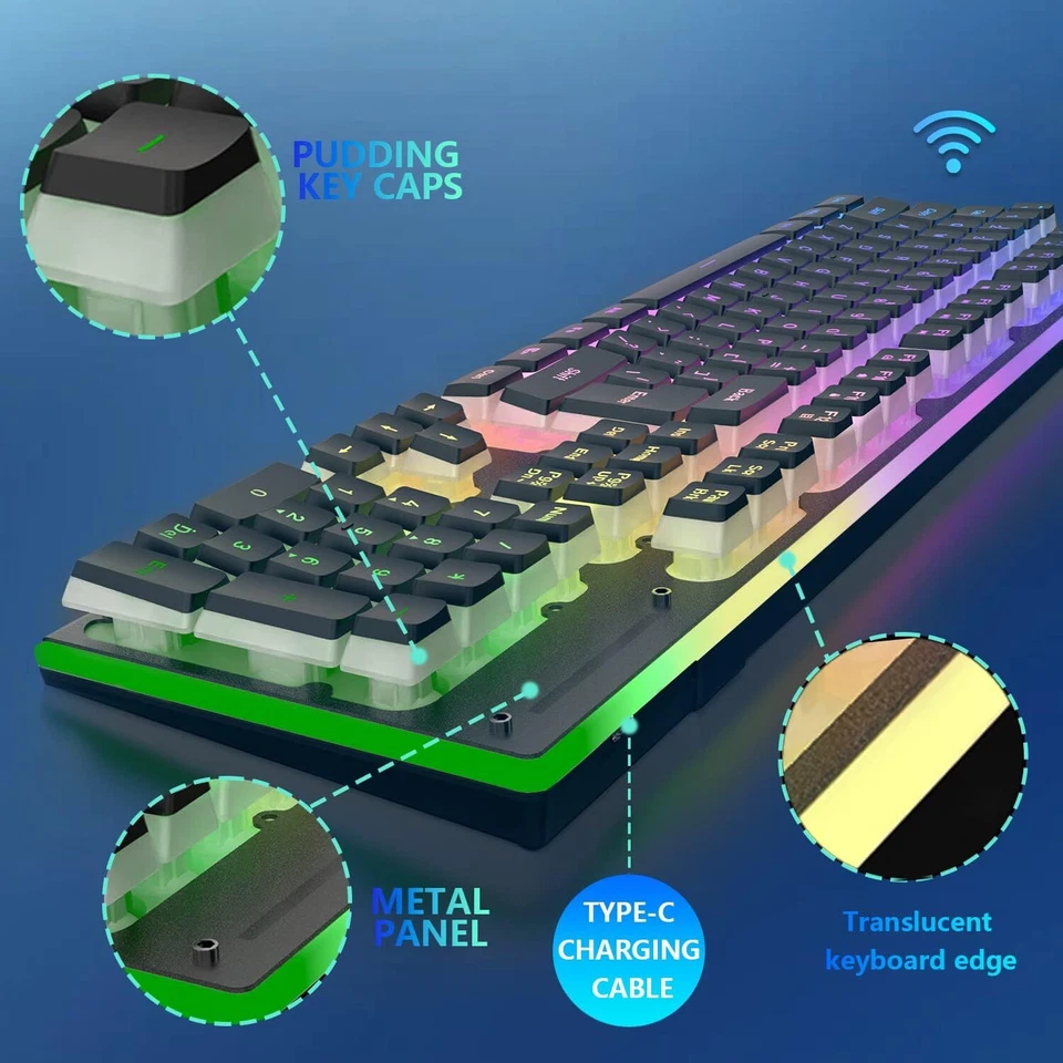 L96 Kabellose wiederaufladbare Tastatur-optische 4800DPI Maus-Kombination For PC - Bild 2 von 4