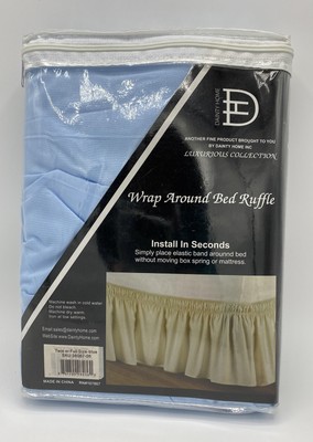 Full Twin Size 15 Drop Bed Skirt Dust Ruffle Wrap Around Bed Light Blue New Ebay