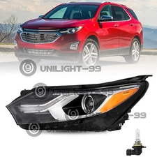 Left Headlamp For 2018-2020 Chevy Equinox Halogen Headlight w/ LED DRL w/Bulbs