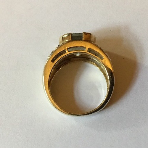GTV Hallmarked 9ct 9k Yellow Gold Round Aquamarine Sapphire Ring Size N - Picture 8 of 12
