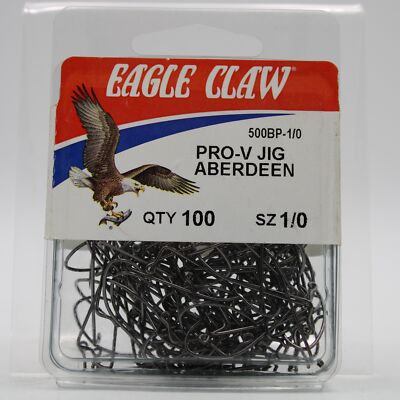 Eagle Claw No. 500BP Pro-V Aberdeen Fishing Hooks 100 Pack Size 1/0