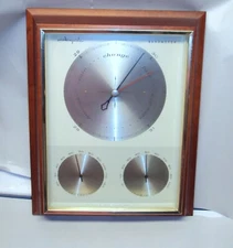 Vintage Rare Metal/wood Airguide Barometer Weather Station Thermometer Humidity