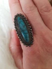 Circa 1940s Native American Style Fred Harvey Era Silver Ring Chunky Oval Size 6