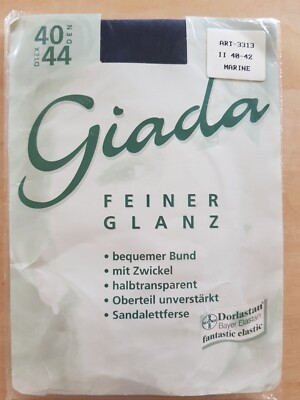 Vintage GIADA Feiner Glanz Strumpfhose II 40/42 Blau Halbtransparent 40 DEN 