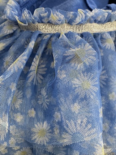 4T Girls Cute Chiffon 3 Tier Ruffled Tutu Skirt Daisy Flower Silver With Shorts - Picture 9 of 9