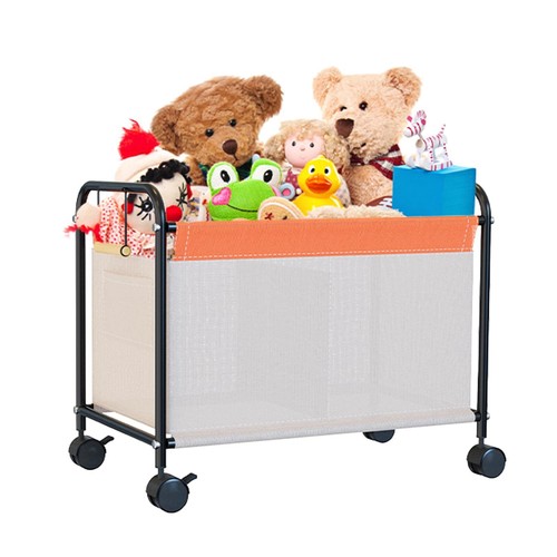 HOCSOK Coffre a Jouet, Rangement Jouet Enfant à 4 Roues, Banc de