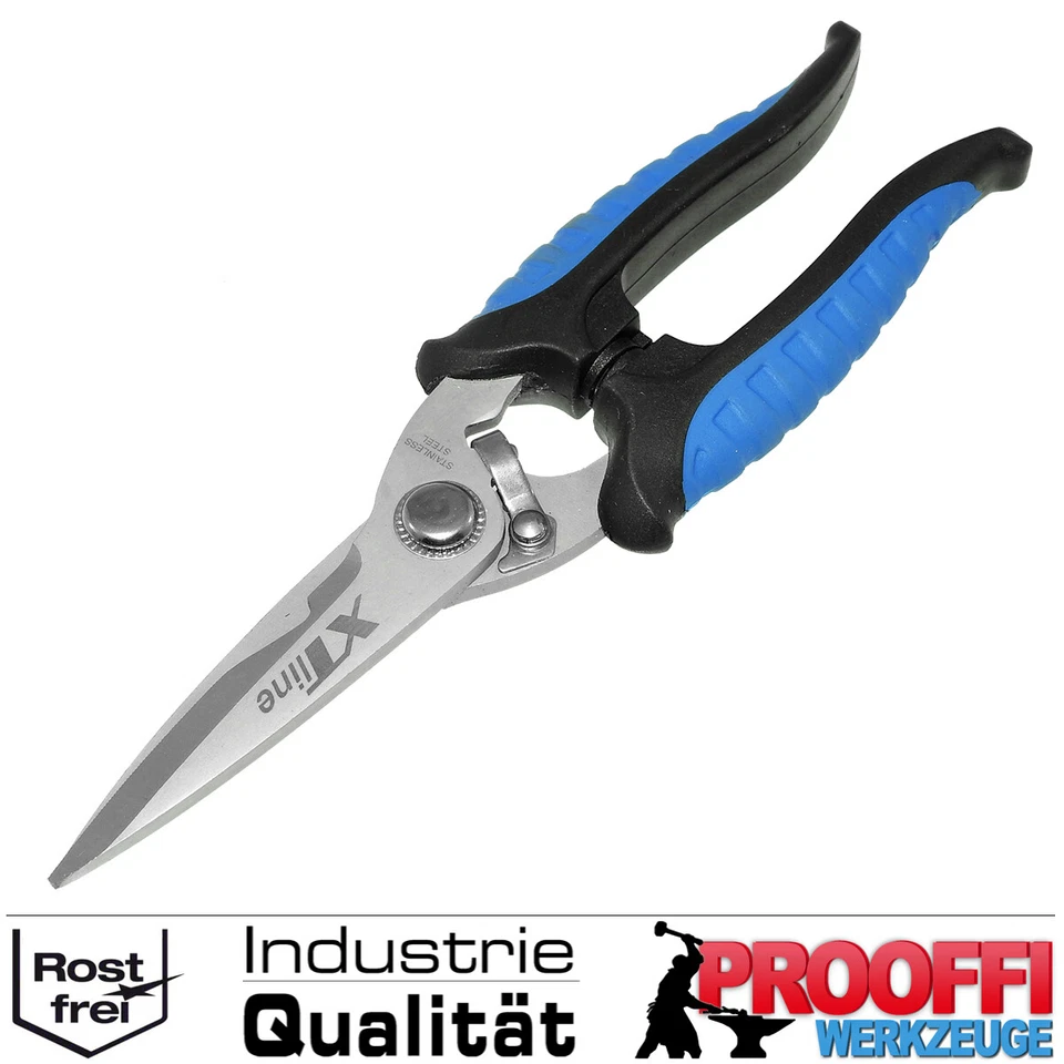 Universal Edelstahl Schere Alles Schneider Für Leder Kabel Pappe Blech 180mm XT - Bild 2 von 4
