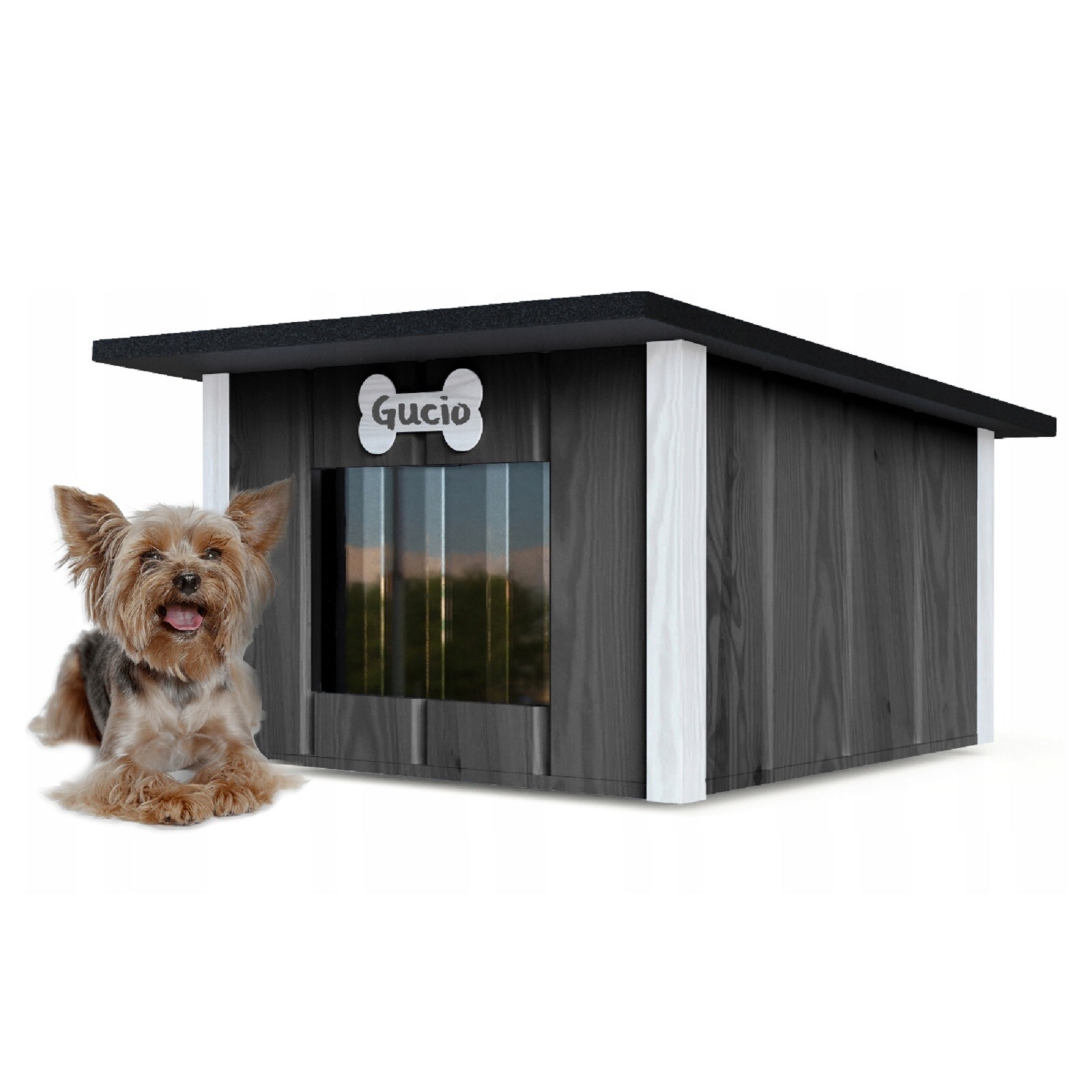 Caseta para Perro Exterior Aislado Cueva Invierno Madera Casa de Gato 57x48cm M