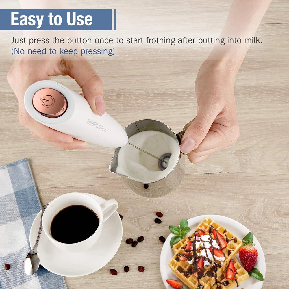Milk Frother Handheld Battery Operated Electric Foam Maker, Drink Mixer with Sta