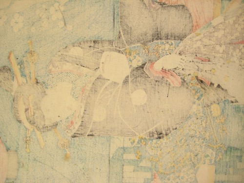 ANTIGUO JAPONÉS ERA EDO 1820 UKIYOE IMPRESIÓN EN BLOQUE DE MADERA KABUKI ACTOR POR KUNISADA - Imagen 11 de 13