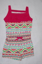 Girls Jumper Shorts PINK YELLOW GREEN 1 PC ROMPER Geometric Print S 6-6X