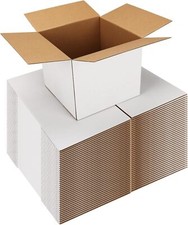 Shipping Boxes 7X7X6 Set of 40, White Corrugated Cardboard Box for Mailing Bu...