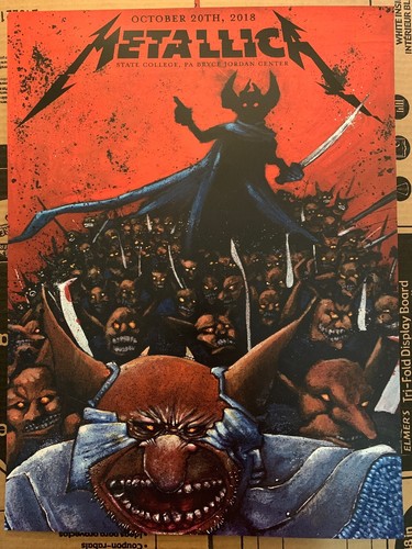 METALLICA POSTER PENN STATE COLLEGE PA 2018 JOEY FELDMAN 102/350 WORLDWIRED TOUR - Picture 3 of 7