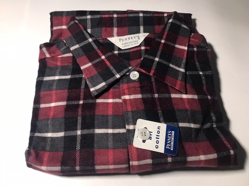 Camisa Sanforizada Penney’s De Colección Nueva de Lote Antiguo Para Hombres Franela a Cuadros Talla L 16-16.5
