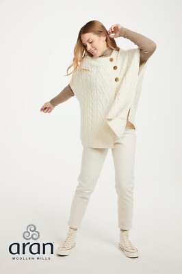 Aran Woollen Mills Irish 100% Super Soft Merino Wool Asymmetric Cape