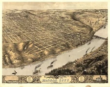 Panoramic Map of Kansas City Missouri 16x20