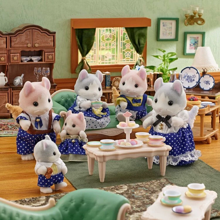 EPOCH Sylvanian Families Pair Curly Ears Cat Baby Sweets Set Curly Ear Cat Family