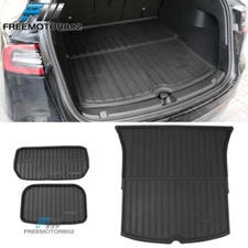 Fits 20-25 Tesla Model Y 4DR Frunk Trunk Mats Carpet Liner Injection TPE - Black