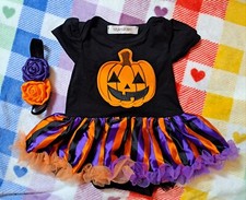 Baby Girl 0-3 Months Halloween Romper Pumpkin Tutu Dress With Headband